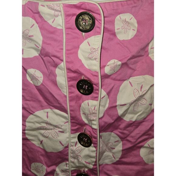 Lily & Van Skirt Sz 4 Button Up Sand Dollar Print Pink/ Gold Button Cotton Blend - Picture 3 of 9